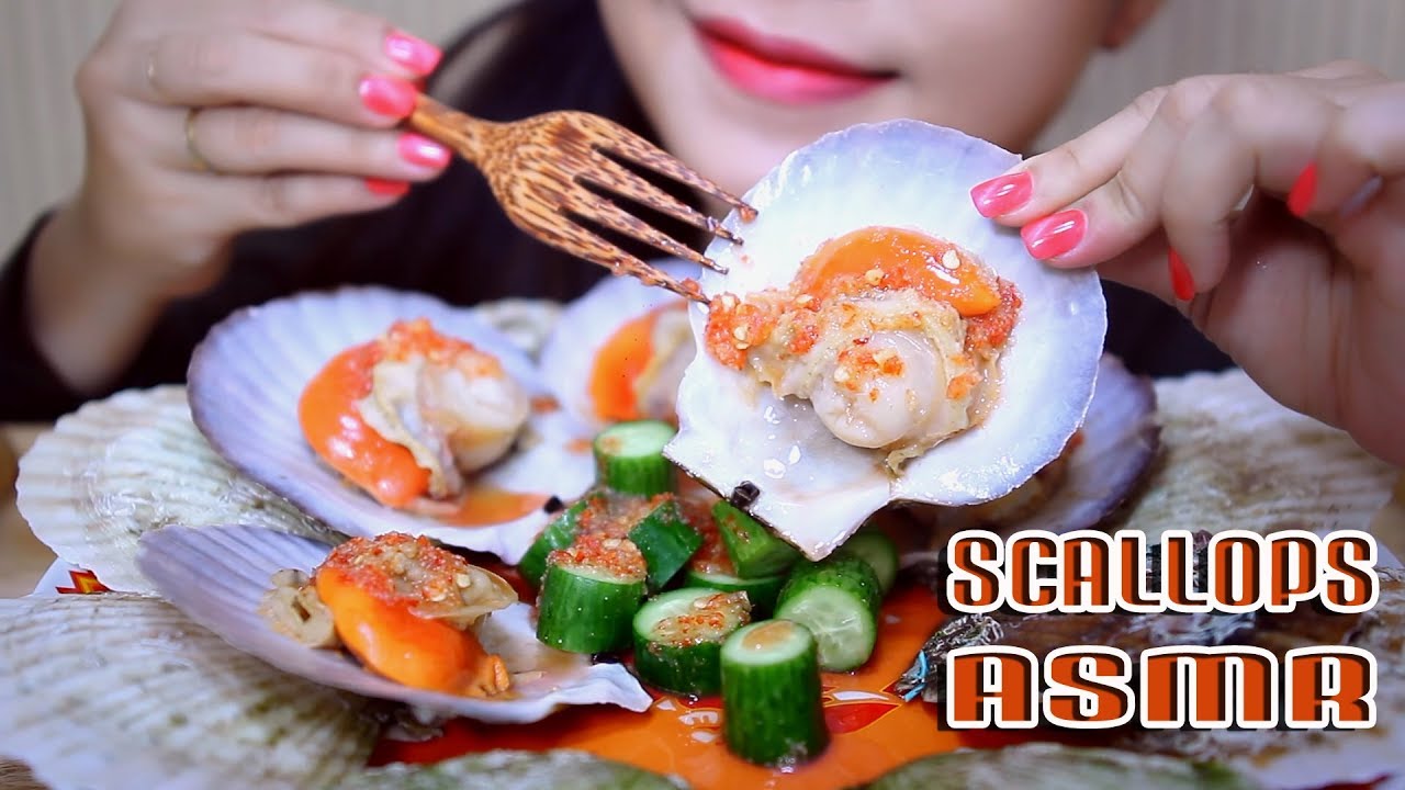ASMR SCALLOPS with baby Cucumbers EATING SOUNDS | LINH ASMR