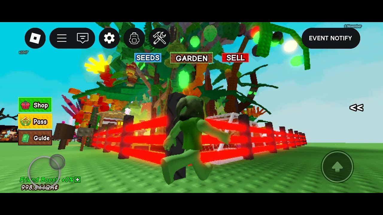 Playing grow a garden 