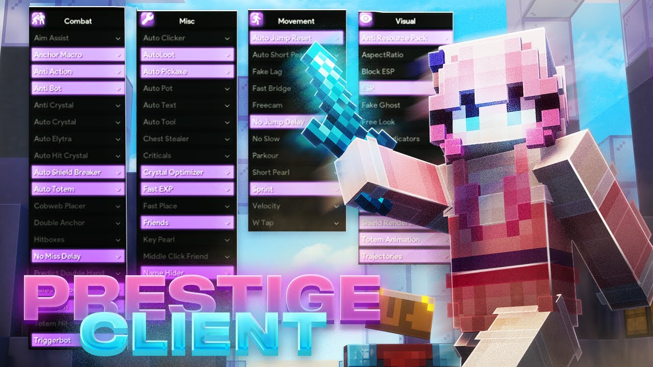 Взломщик: Prestige Client для Minecraft 2026 - Инъекционный клиент (1.21-1.21.5)