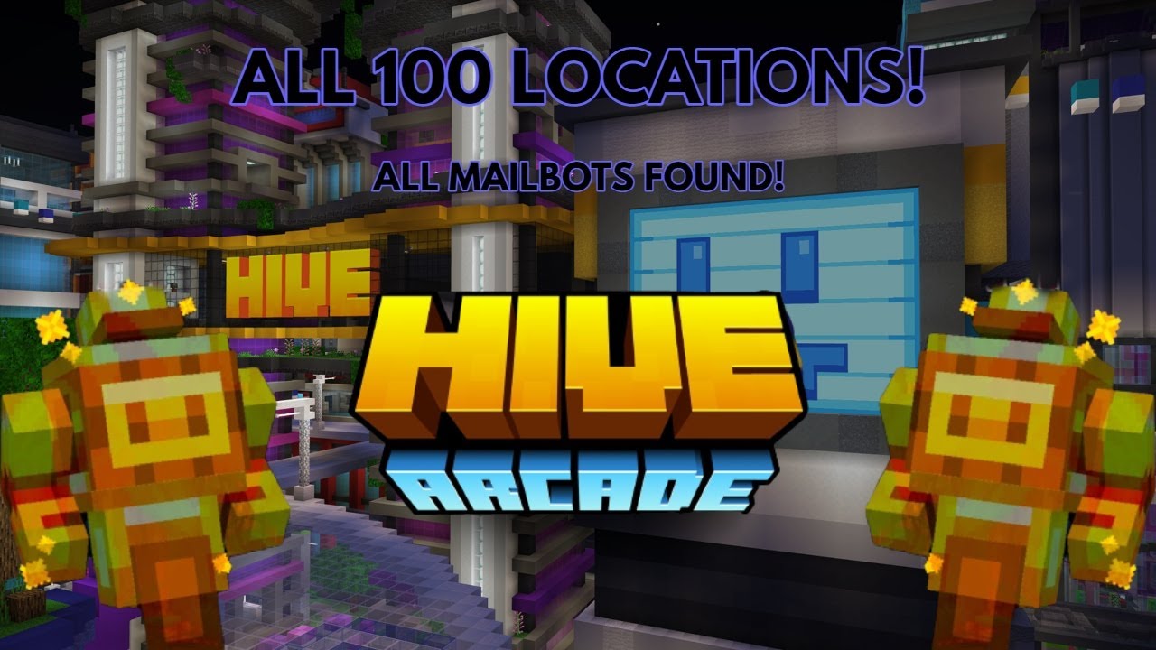 ALL 100 Locations Of Golden Mailbots On Hive Minecraft Bedrock Server!