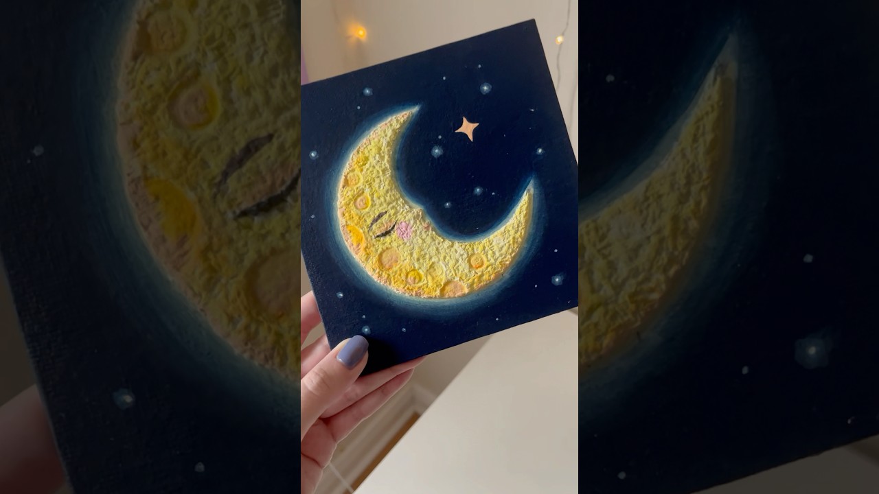 Beginner canvas craft using tissue 🧻🌜#artidea #canvasidea