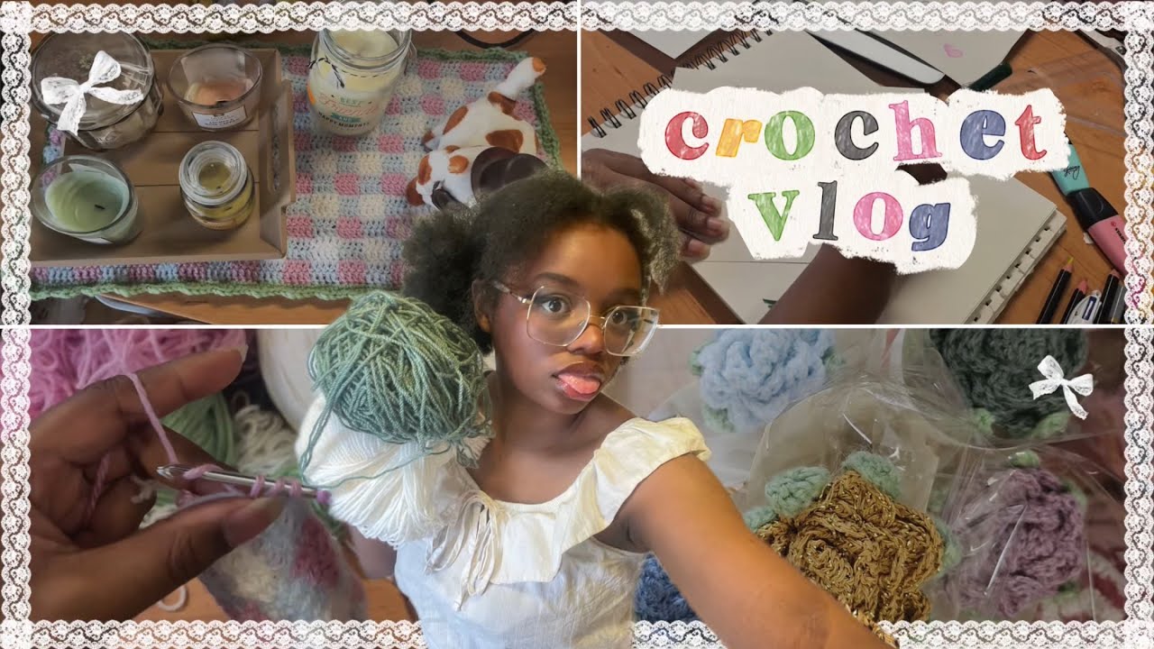 Crochet Vlog ⋆˚꩜✴︎˚｡⋆ 🧶desk mat, fleurs en crochet, and a surprise for my girls 