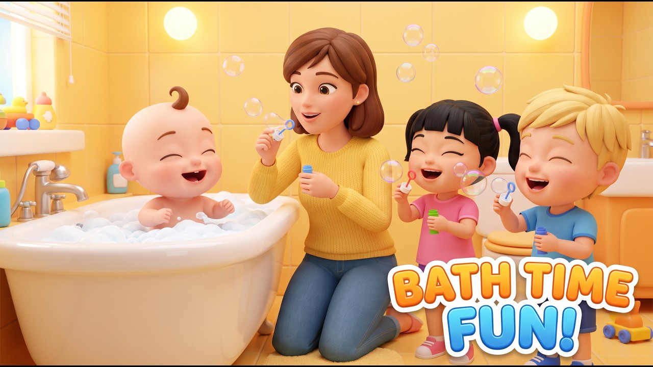 Песенка с пузырьками для купания! 🛁🫧 Учим части тела с малышом Лео и семьей! #детскиестишки #песе...