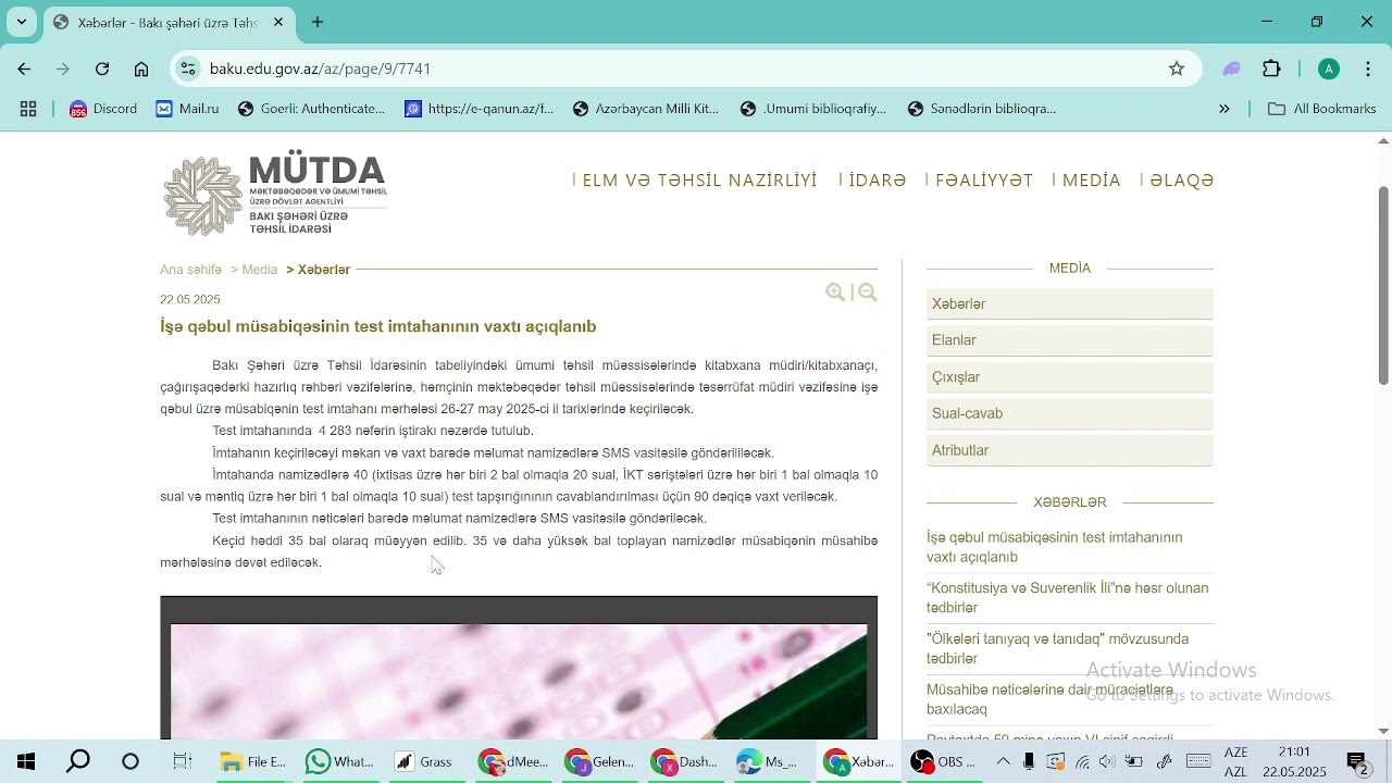 Kitabxanaçıların İşə qəbul müsabiqəsinin test imtahanının vaxtı açıqlandı