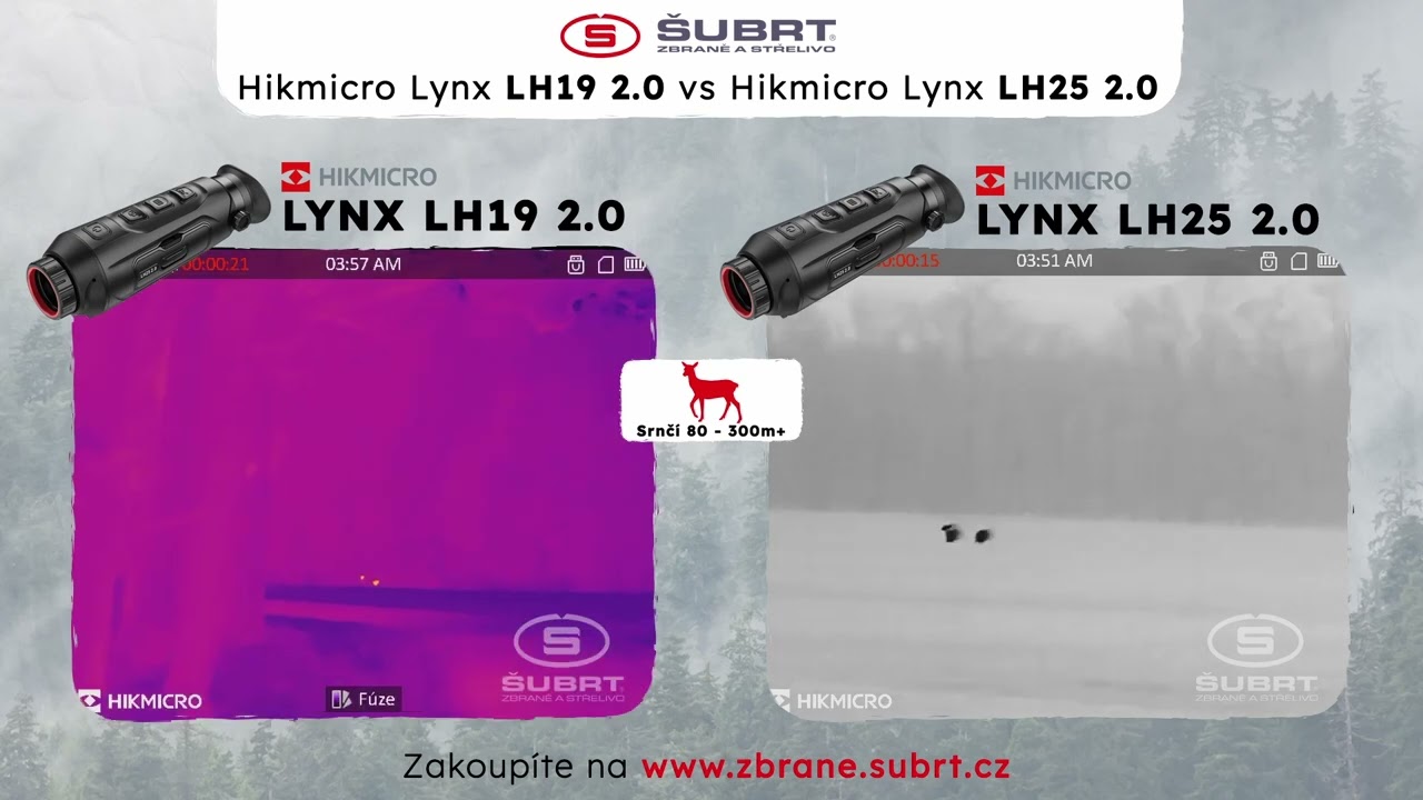 Hikmicro Lynx LH19 2.0 vs LH25 2.0  - Srnčí 80m, 150m, 300m | Zbraně Šubrt | FullHD