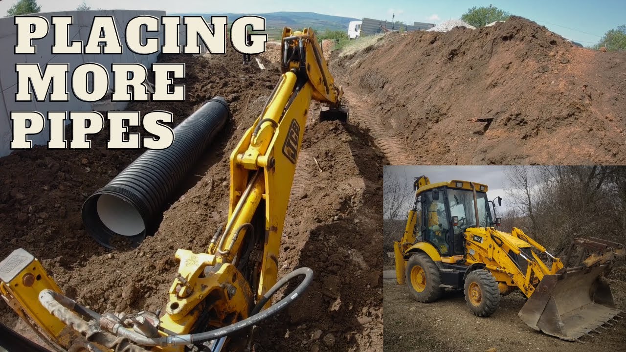 JCB 3CX Backhoe Loader -Operator Cab View | Placing Drain Pipes
