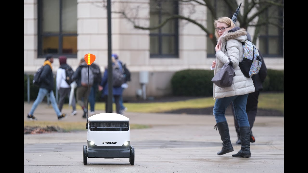 Starship robots on the campus of Bowling Green State University (BGSU) now making food deliveries