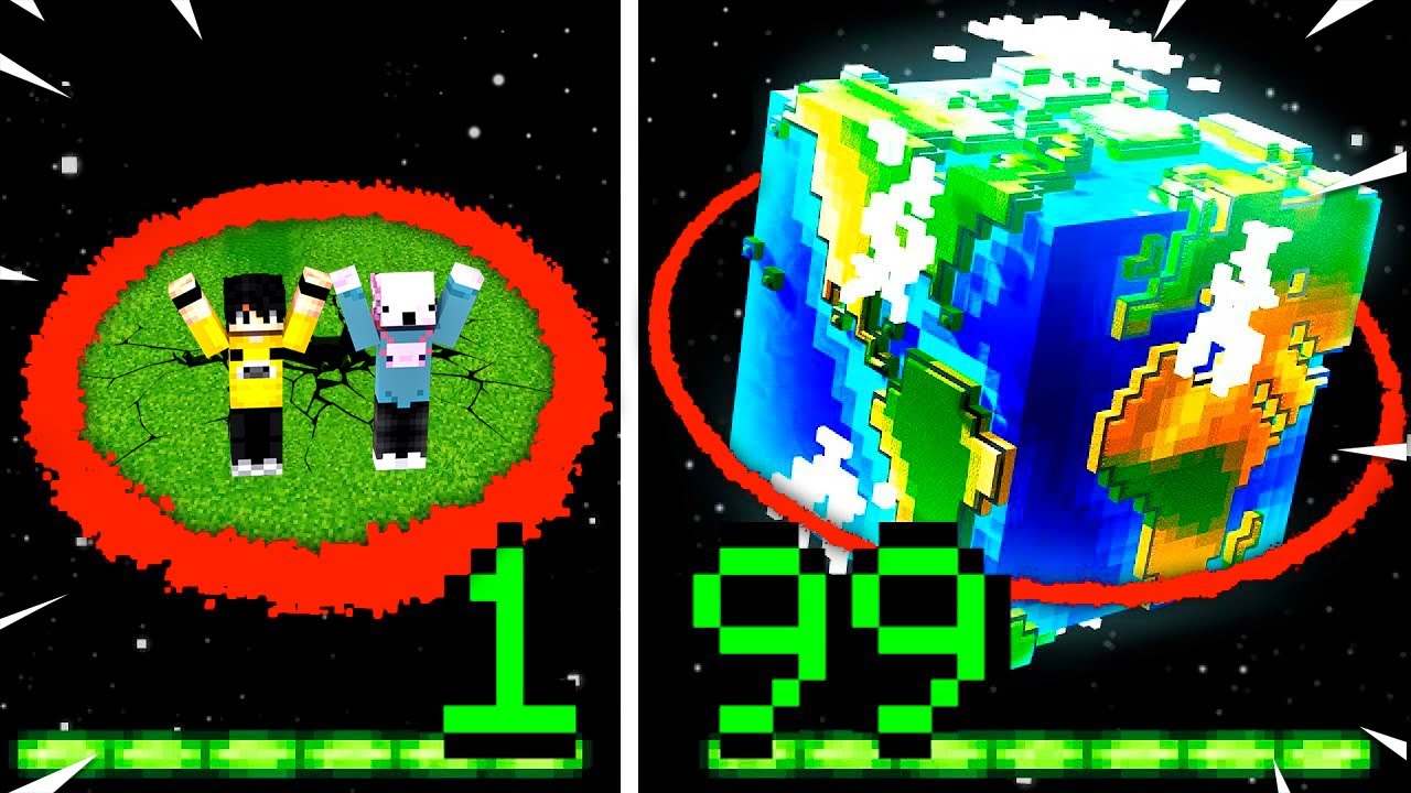 Minecraft SEVİYE ATLADIKÇA DÜNYA BÜYÜYOR!!