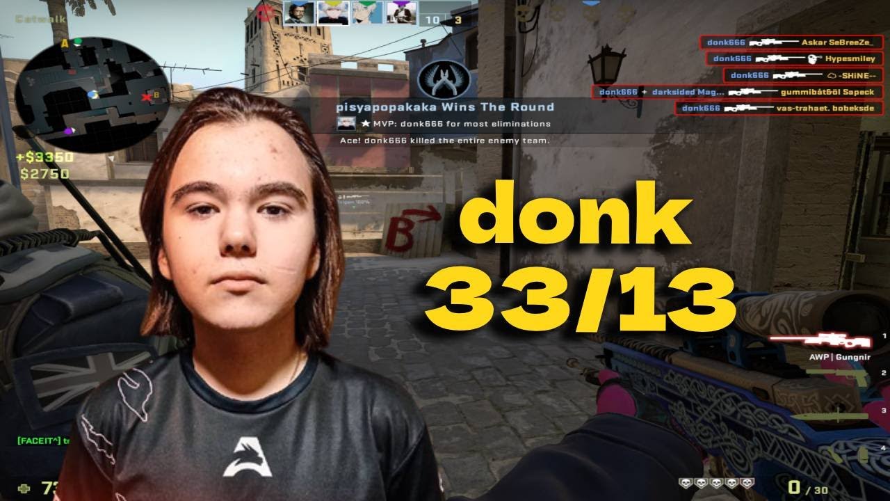 CSGO POV donk (33/13) vs FACEIT Ranked (MIRAGE) July 3, 2023