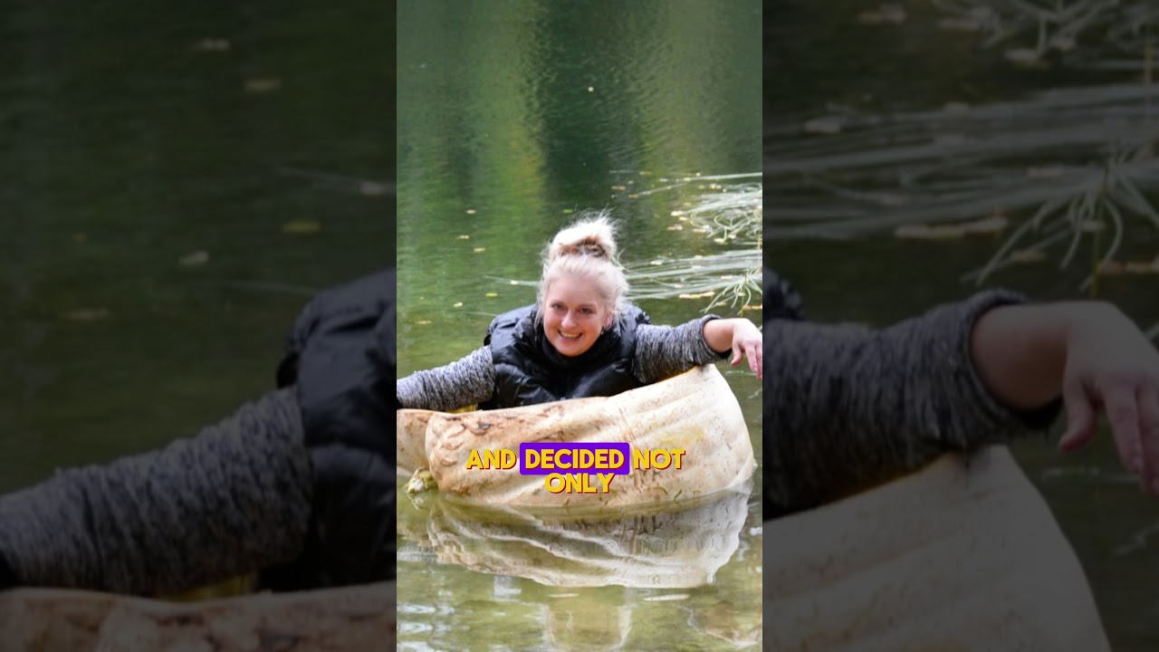 A woman grew a giant pumpkin and made a boat out of it. #shorts