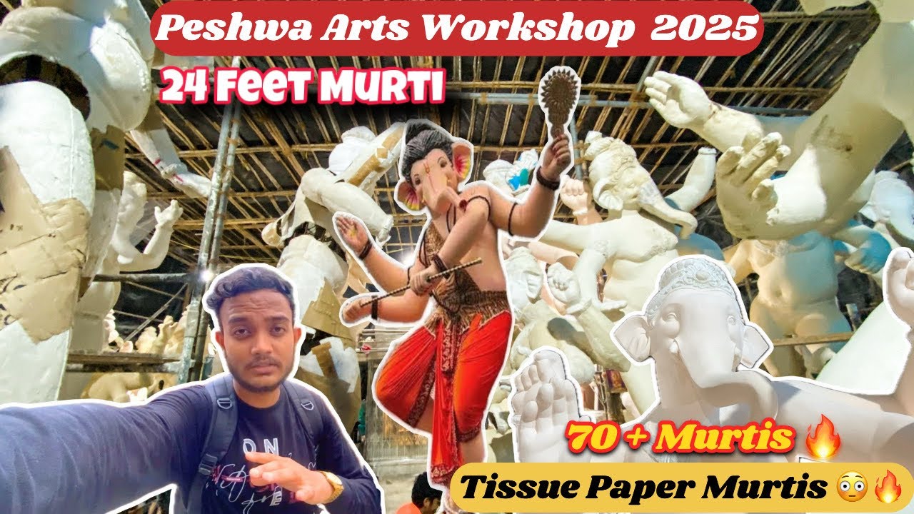 Peshwa Arts Workshop 2025 / Tissue Paper Murti Making / 24 feet Murtis / Andheri / Only Rushabh Vlog