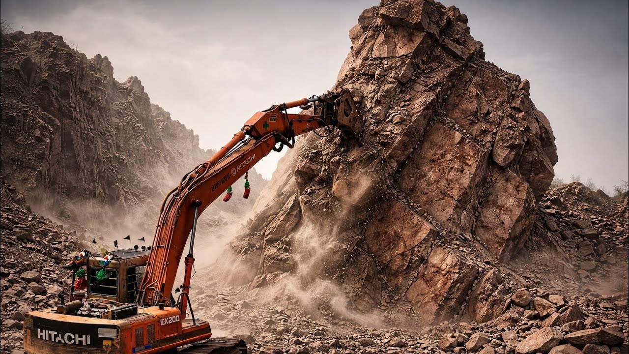 HILL DESTRUCTION: How to Break a Hill with an Excavator Machine! #excavators #stonemachinery #jcb