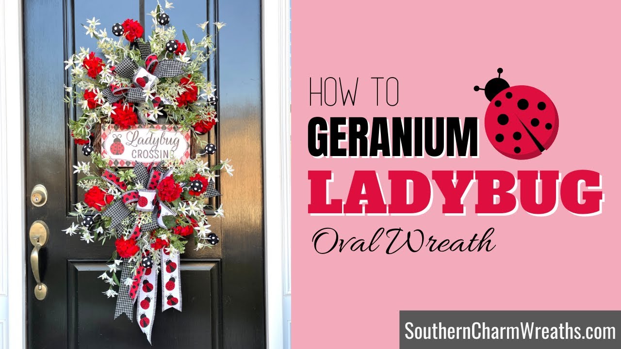 [HOW TO] Oval Faux Flower Ladybug Geranium Summer Wreath on Grapevine for Your Door