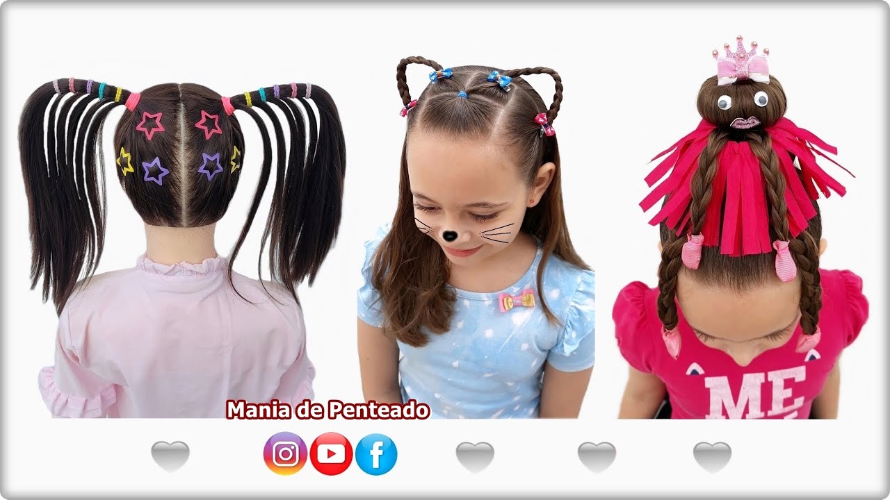 Penteados Divertidos para Cabelo Maluco | Crazy Hair Day | Hair Tutorial for Girls 🥰