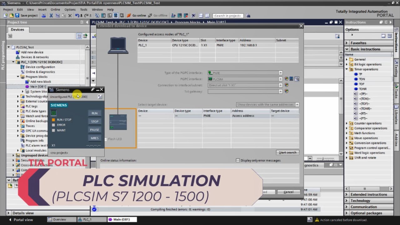 TIA PORTAL PLC SIMULATION PLCSIM S7 1200 – 1500
