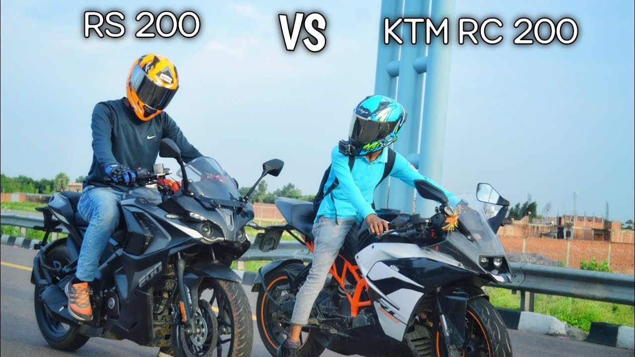 Bajaj pulsar rs 200 vs ktm rc 200 | battle in two legends | top end race #comparison #topendrace