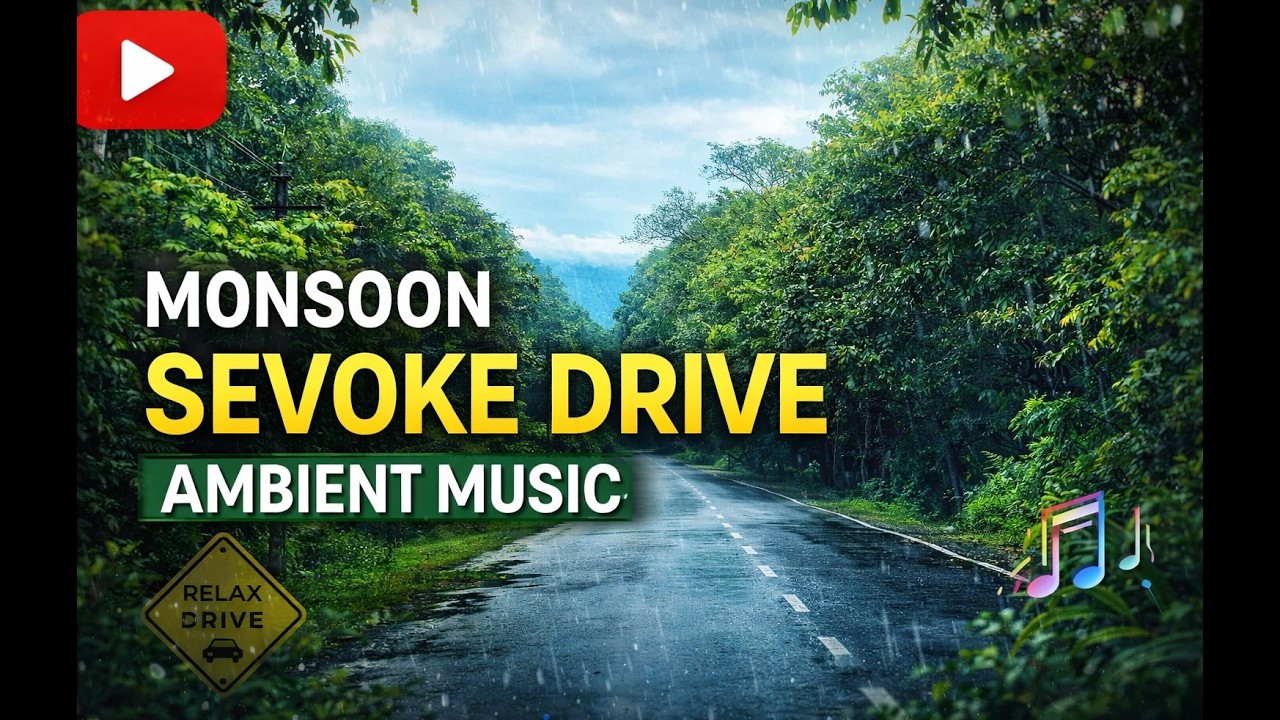 🌧️ 1Monsoon Forest Drive: Sevoke Rain + DEEP Ambient (No Talking, 4K) #relaxingmusic #ambientmusic