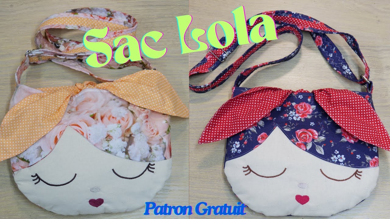 couture facile d'un sac lola avec son visage brodé machine à coudre ou machine à broder