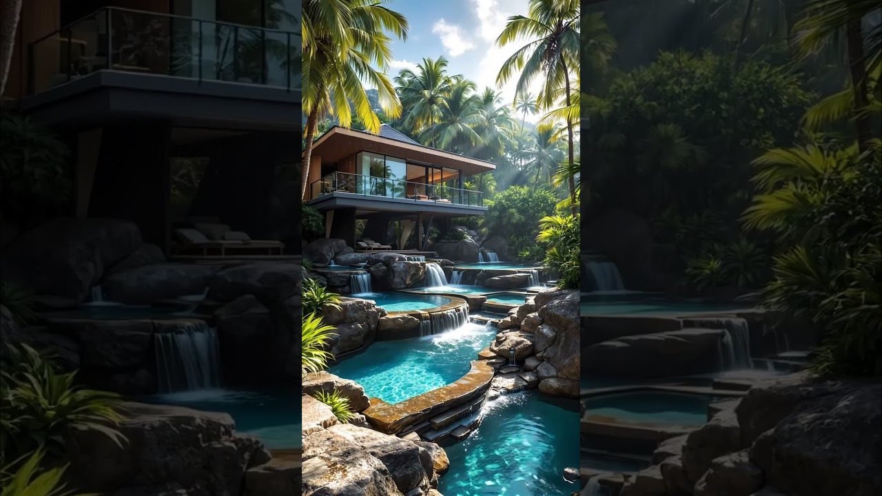 Tropical Jungle Villa with Flowing Stream 🌿🏡