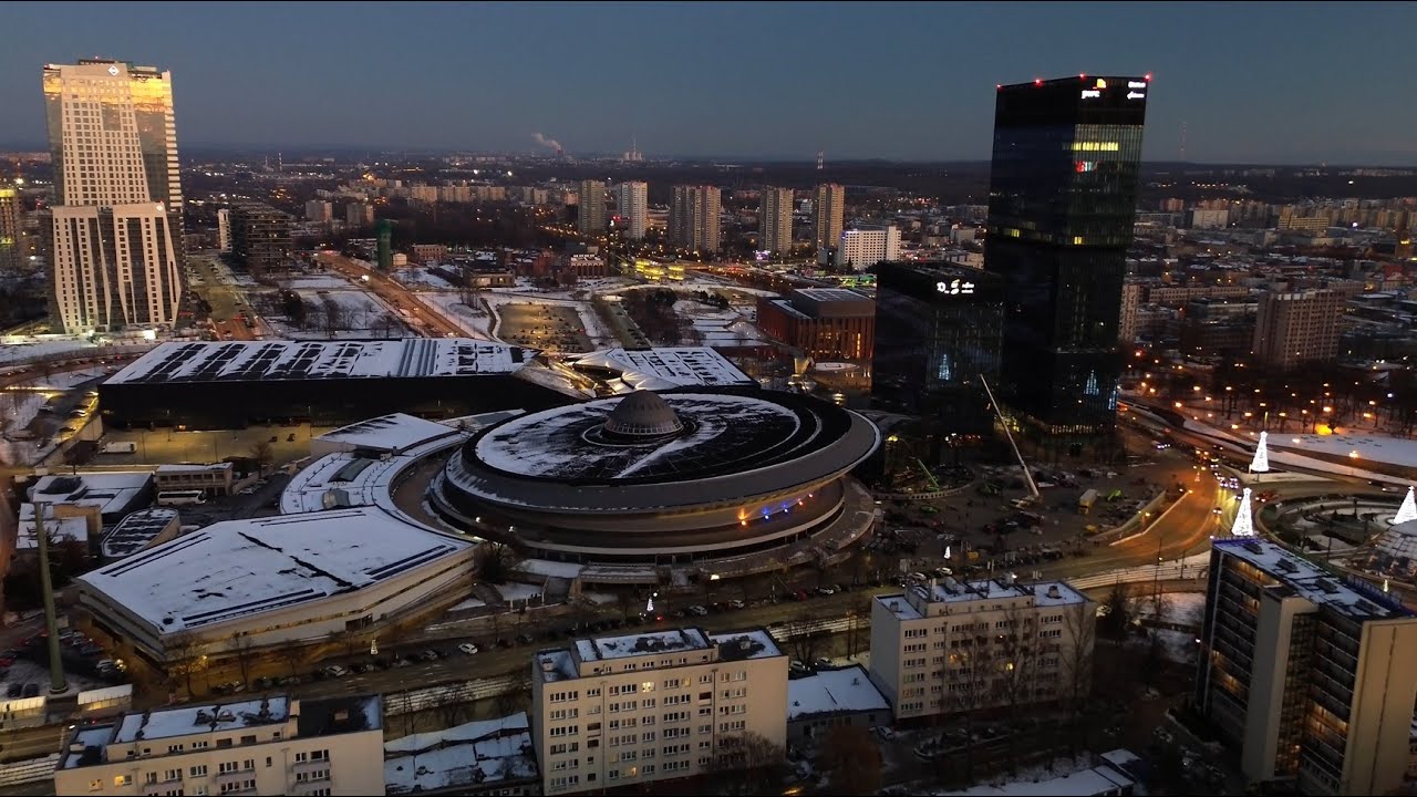 Zach&oacute;d słońca - Katowice | Dron 4K