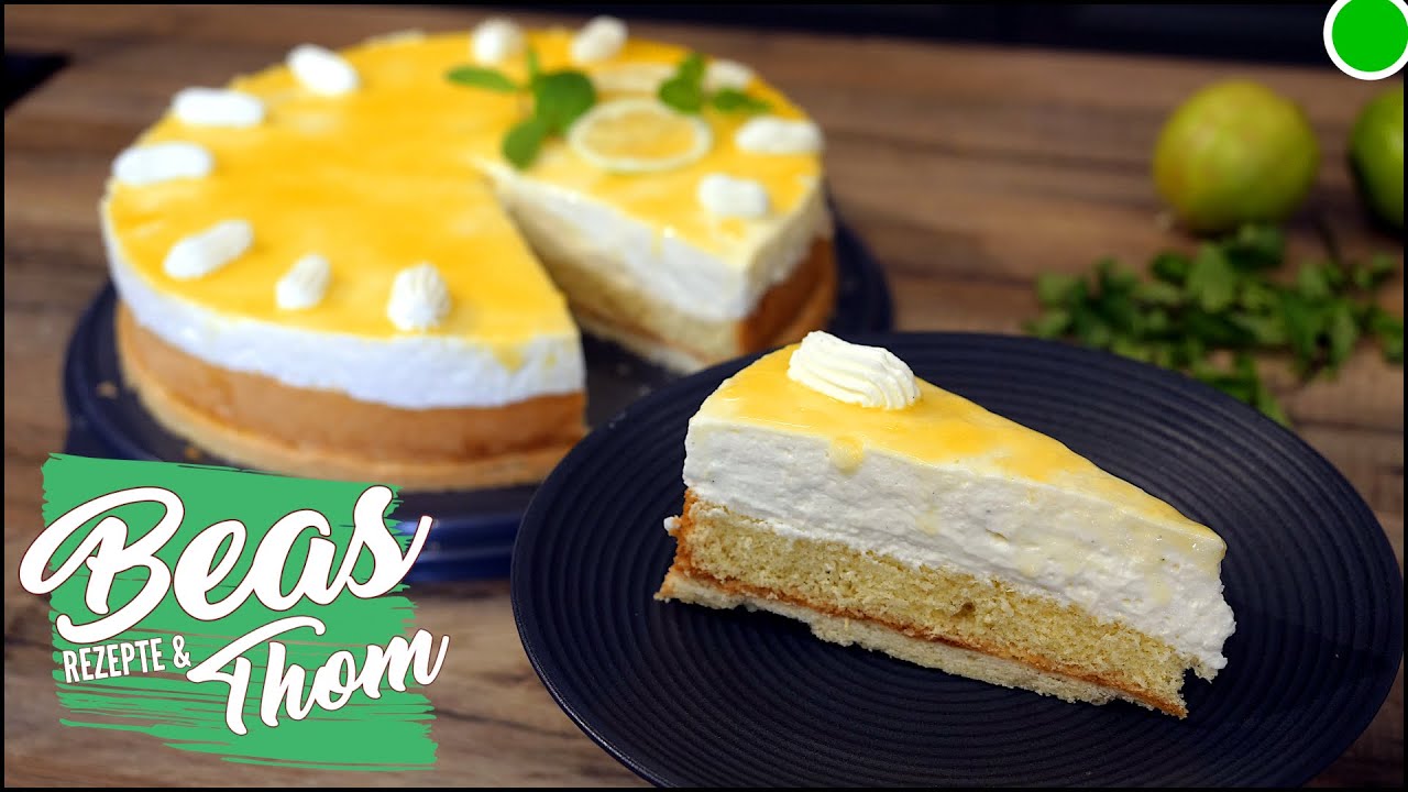 Zitronentorte Rezept mit aromatisierter Minz- Sahne