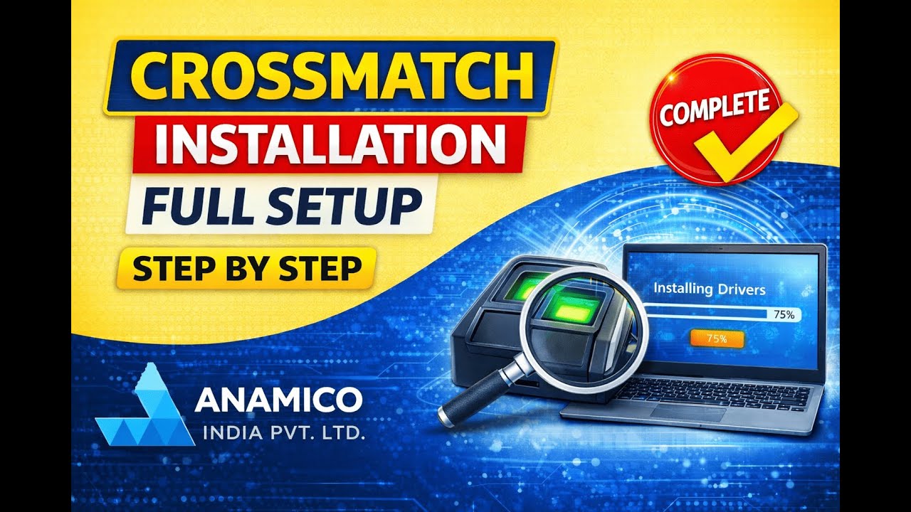 Crossmatch Biometric Installation Full Setup Step by Step | Driver & RD Service | #aadhaar