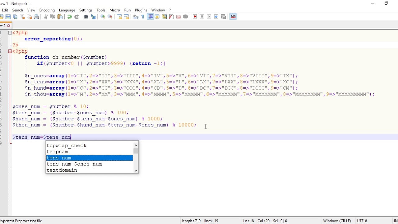 To Write Our Number In Roman Numeral Using PHP @sadikemrah