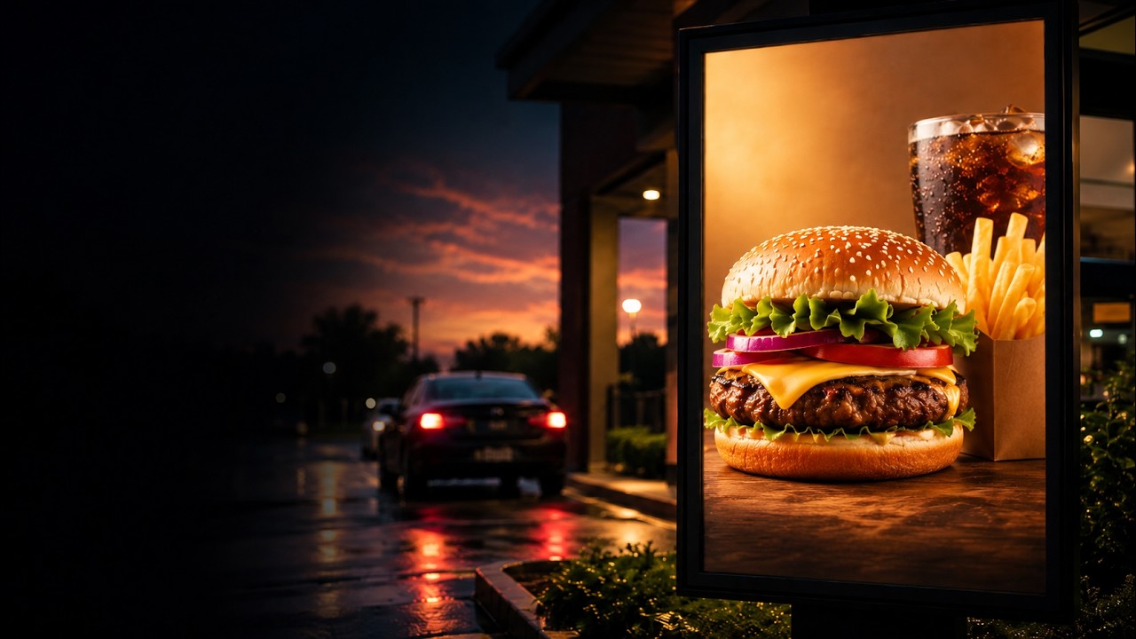 Drive-Thru Digital Menu Boards Explained | Outdoor Menu Displays for Restaurants & QSR