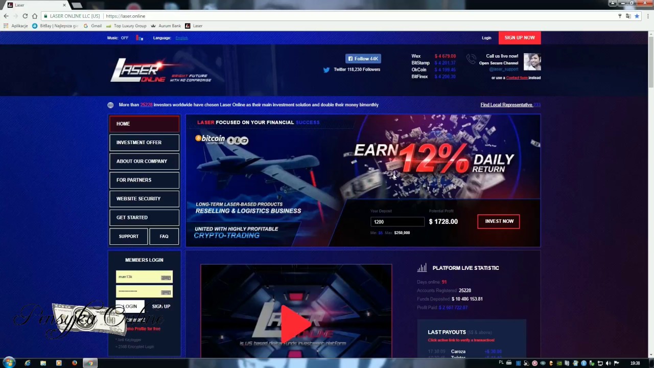Laser Online - PIERWSZA WYPŁATA $334 PŁACI | Laser Online - WITHDRAW $334 PAYING