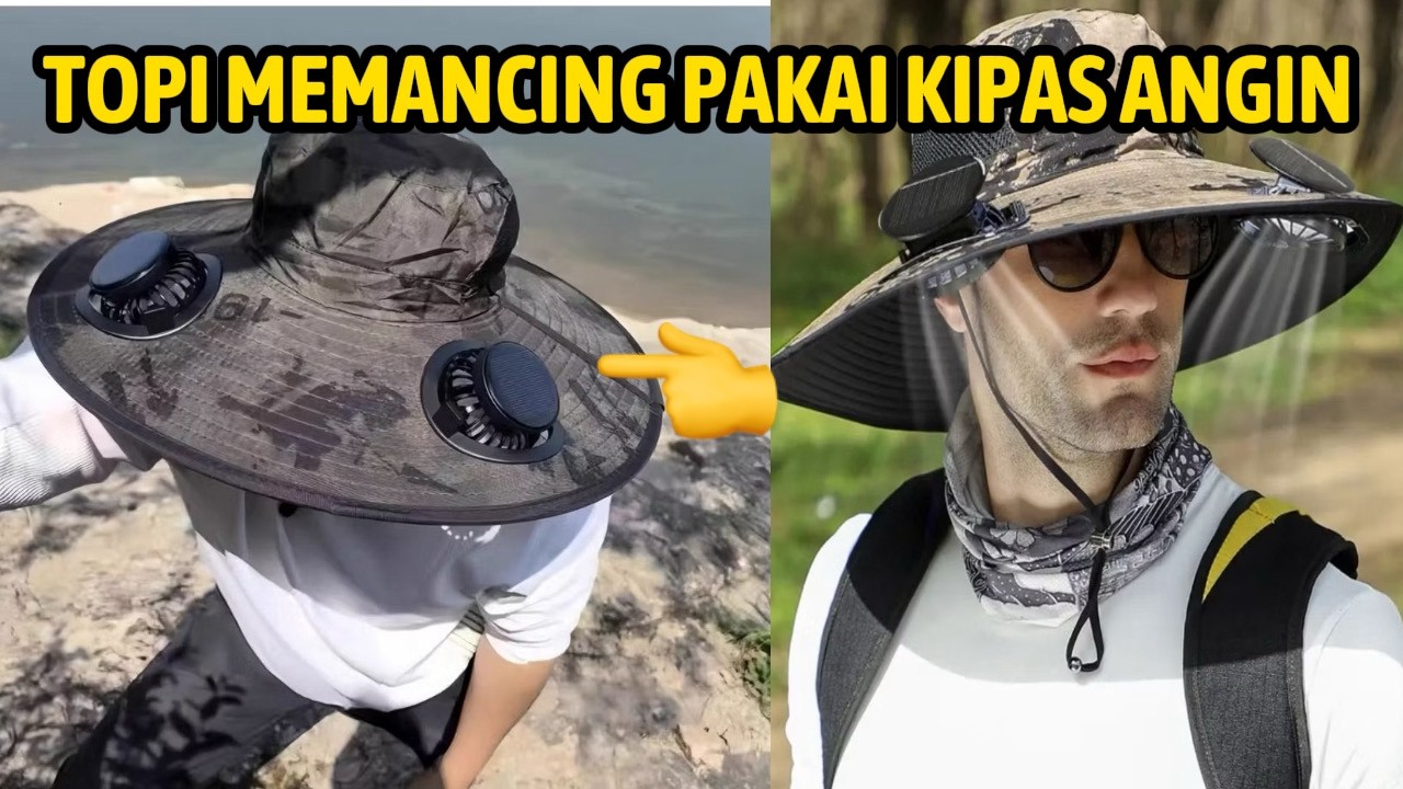 Topi Mancing Pakai Kipas Angin Tenaga Surya