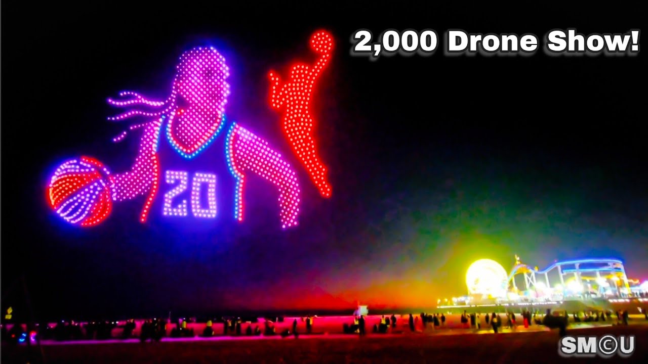𝗦𝗛𝗢𝗧 𝗖𝗟𝗢𝗖𝗞 𝗦𝗛𝗢𝗪𝗗𝗢𝗪𝗡: 2,000 Drones Light Up Santa Monica Sky in WNBA–Tissot Celebration