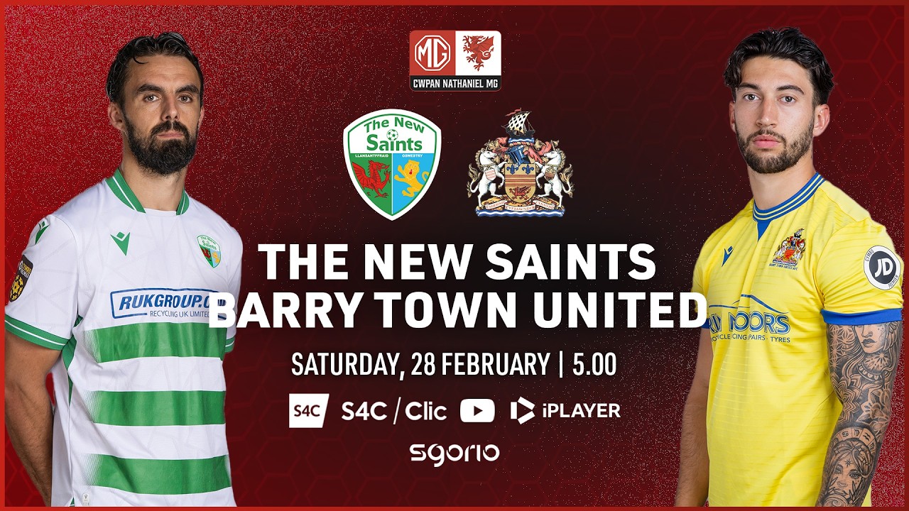LIVE FOOTBALL: The New Saints v Barry Town United | Nathaniel MG Cup Final | English Language Com...