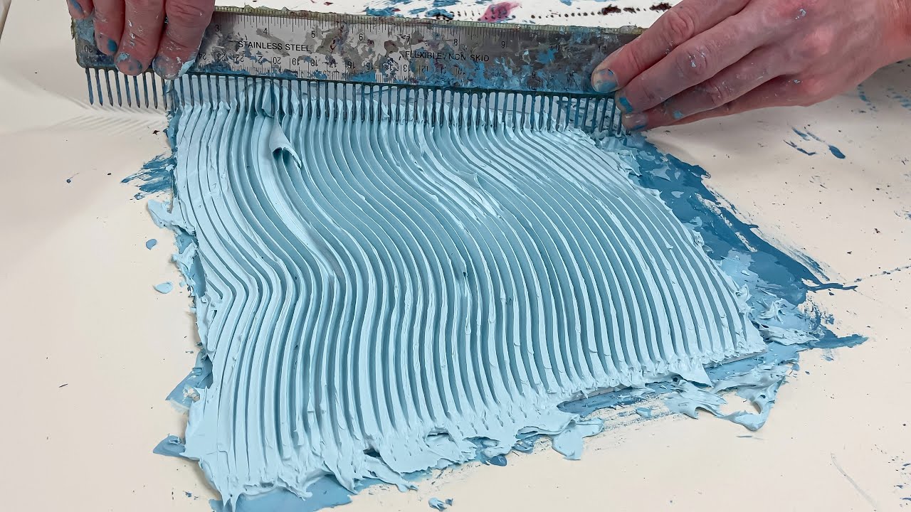 Abstract Art Painting With Acrylics, DIY Silicone Sealant And A Homemade Brush Made Out Of Nails /#6