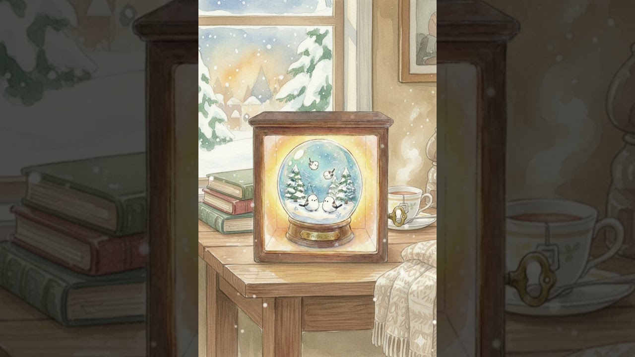 雪のオルゴールとシマエナガ