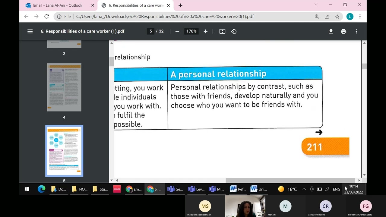 Level 2 Health and Social Care - Unit 7 - DCHS7: Responsibilities of a care worker