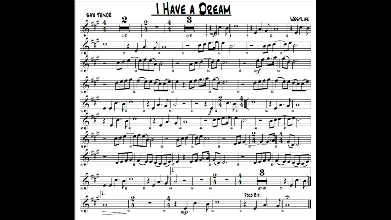 Westlife   I Have a Dream PARTITURA SAX TENOR