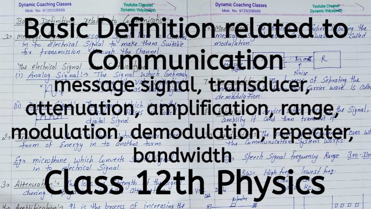 Basic Definition Related to Communication, Chapter 15, Communication Systems, Class 12 Physics