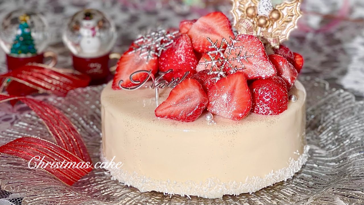 ꒰クリスマスケーキ🎅🏻🤍꒱大好きなイチゴにお化粧して🪄🍓💭ピカピカケーキに✨✨💖