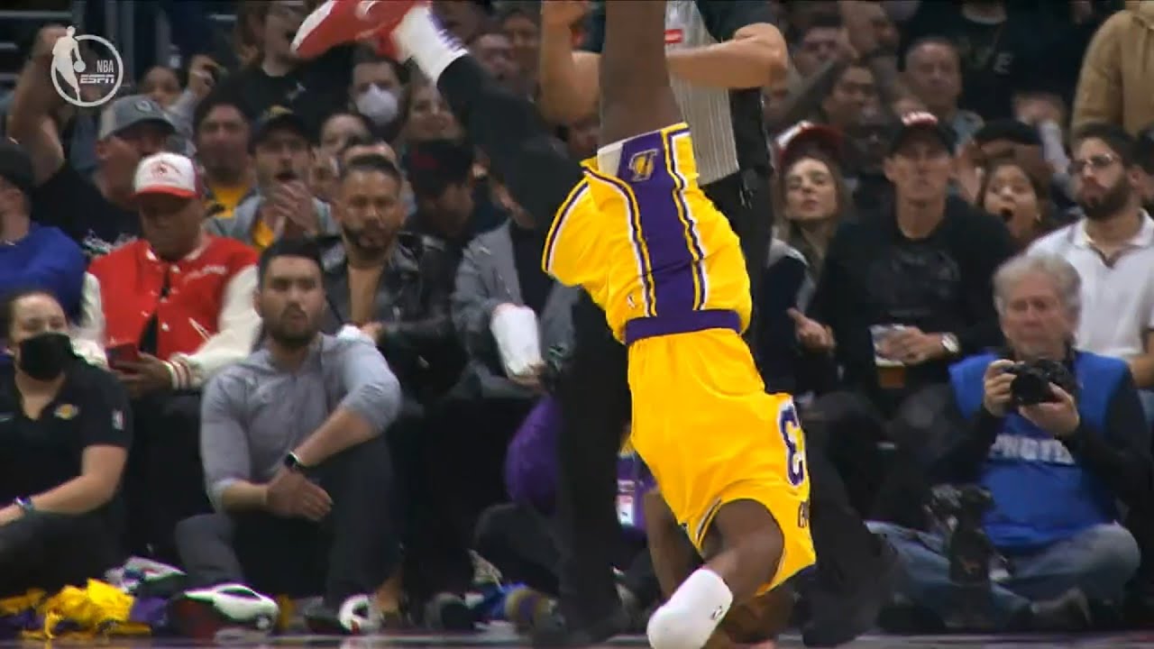 LeBron James does a somersault after tough and-1 on Westbrook and PJ Tucker 😂