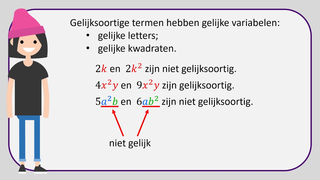 Gelijksoortige termen met kwadraten