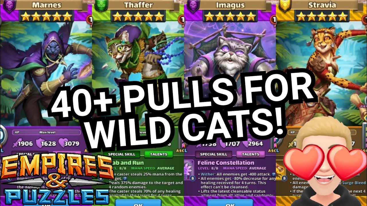 40+ Wilderness Summons For Thaffer, Imagus, Marnes, + Stravia! Wild Cats Are BACK! Empires & Puzzles