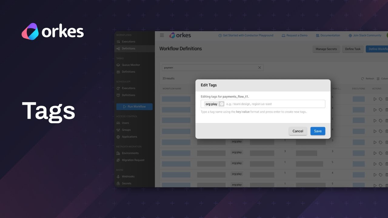 Orkes Conductor - Learn how to manage tags
