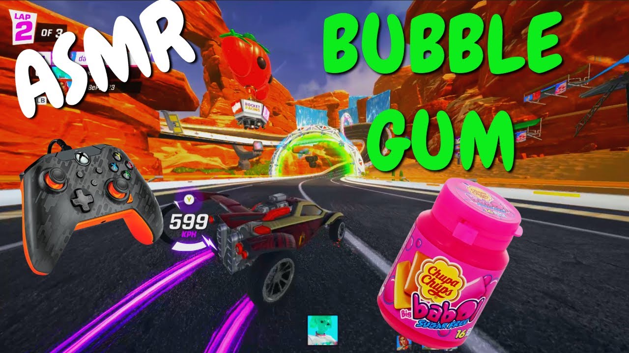 ASMR No Talking 😴 Bubble-Gum Chewing with controller 🎮 sounds to chill with 😴 Rocket Racing 🚘