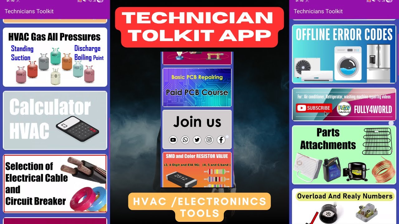 technician toolkit app | HVAC and electronics tool | helper7