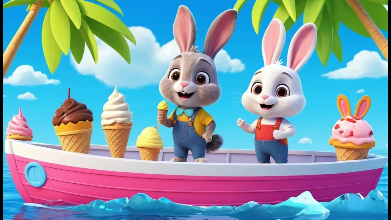 Le lapin ouvre un bateau de glace