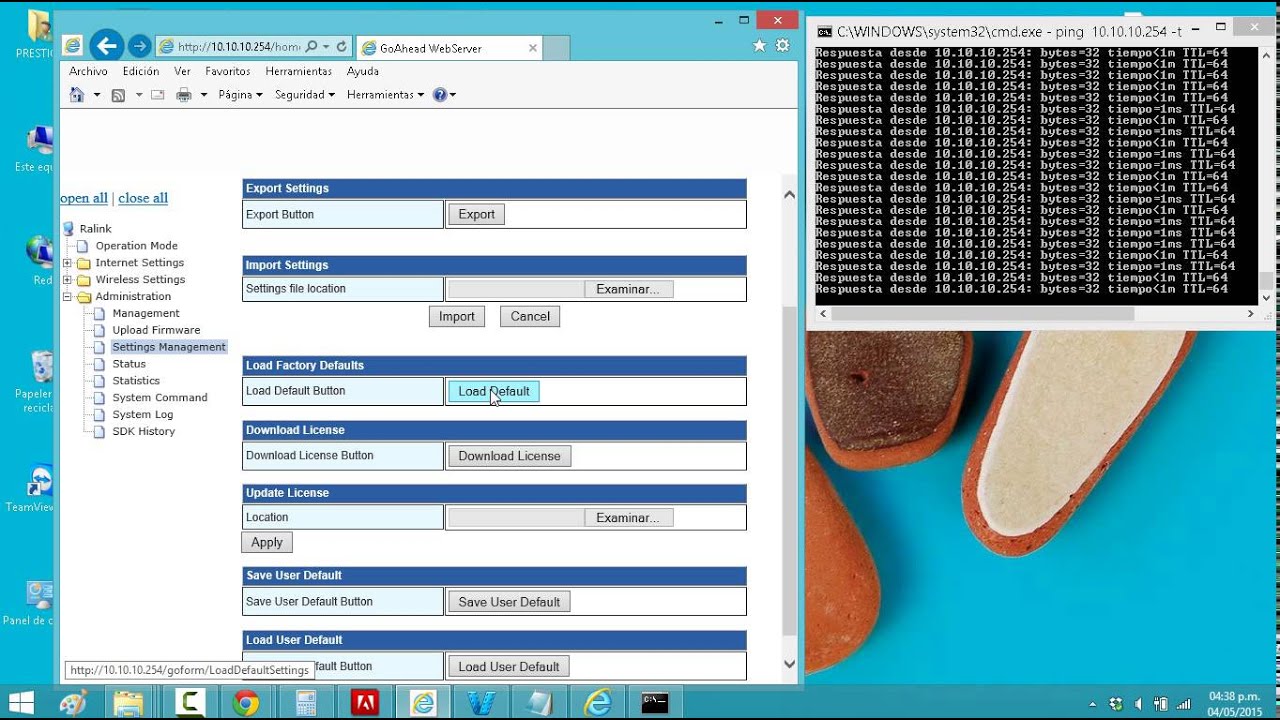 rebootear  y resetear modo de fabrica ANTENAS CPE