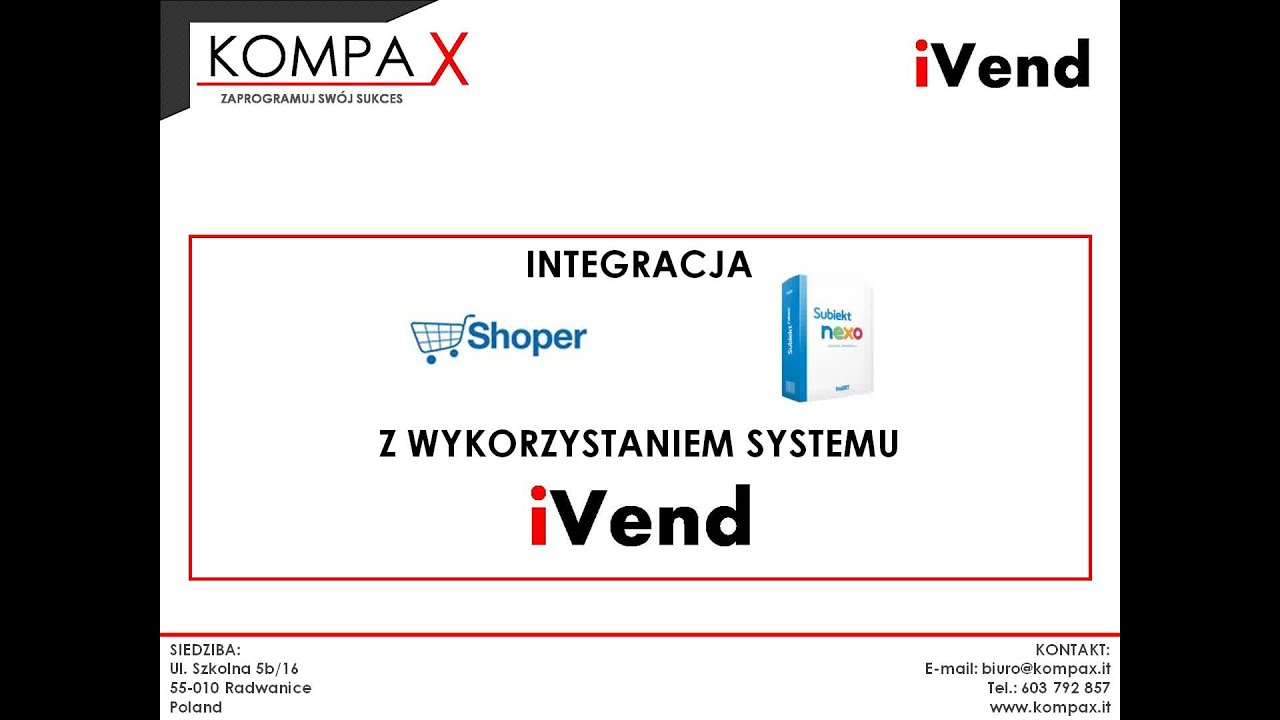 INTEGRACJA SUBIEKT NEXO SHOPER z wykorzystaniem systemu iVend - prezentacja działania integracji