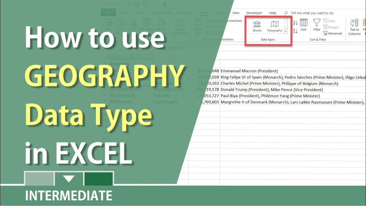 Geography Data Type in Excel by Chris Menard