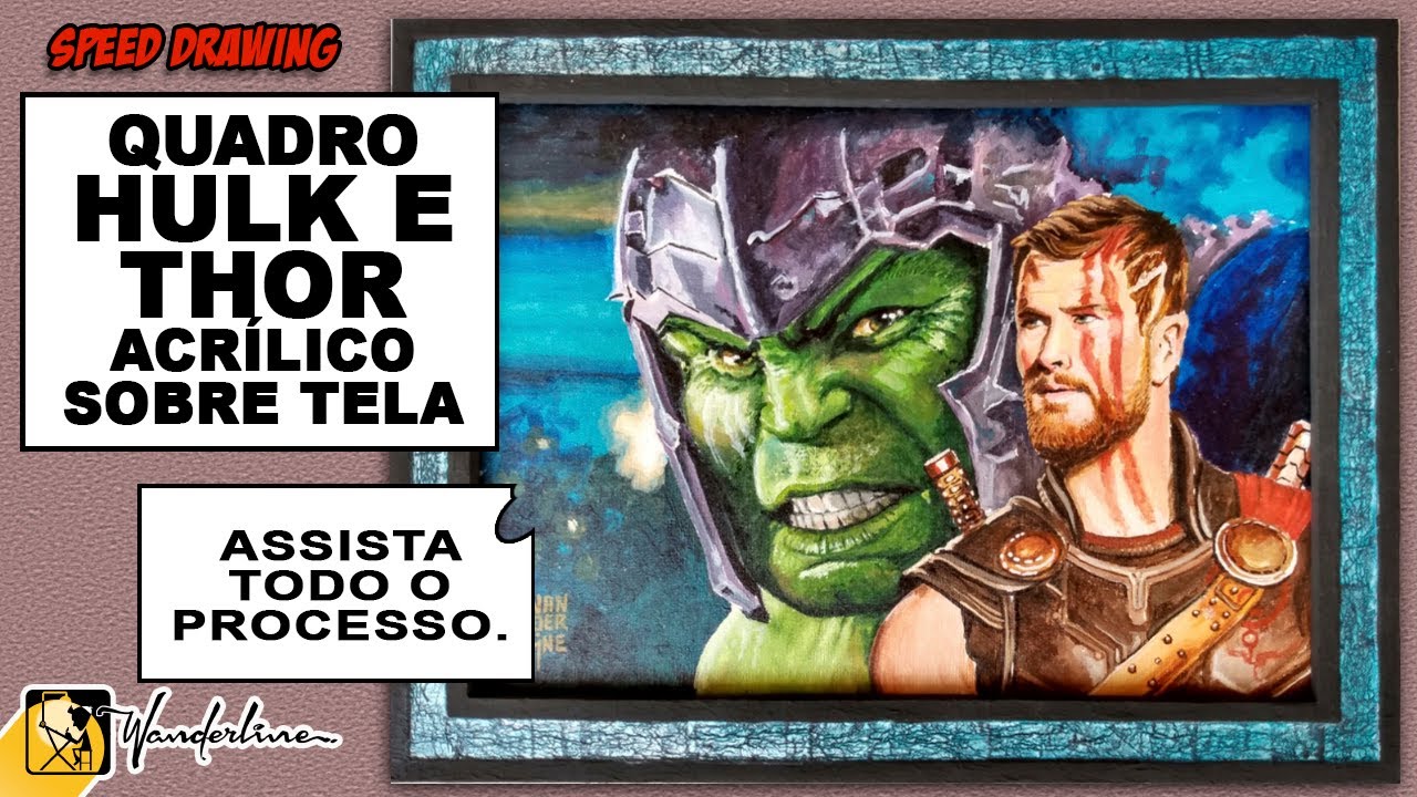 hulk e thor - pintura em tela