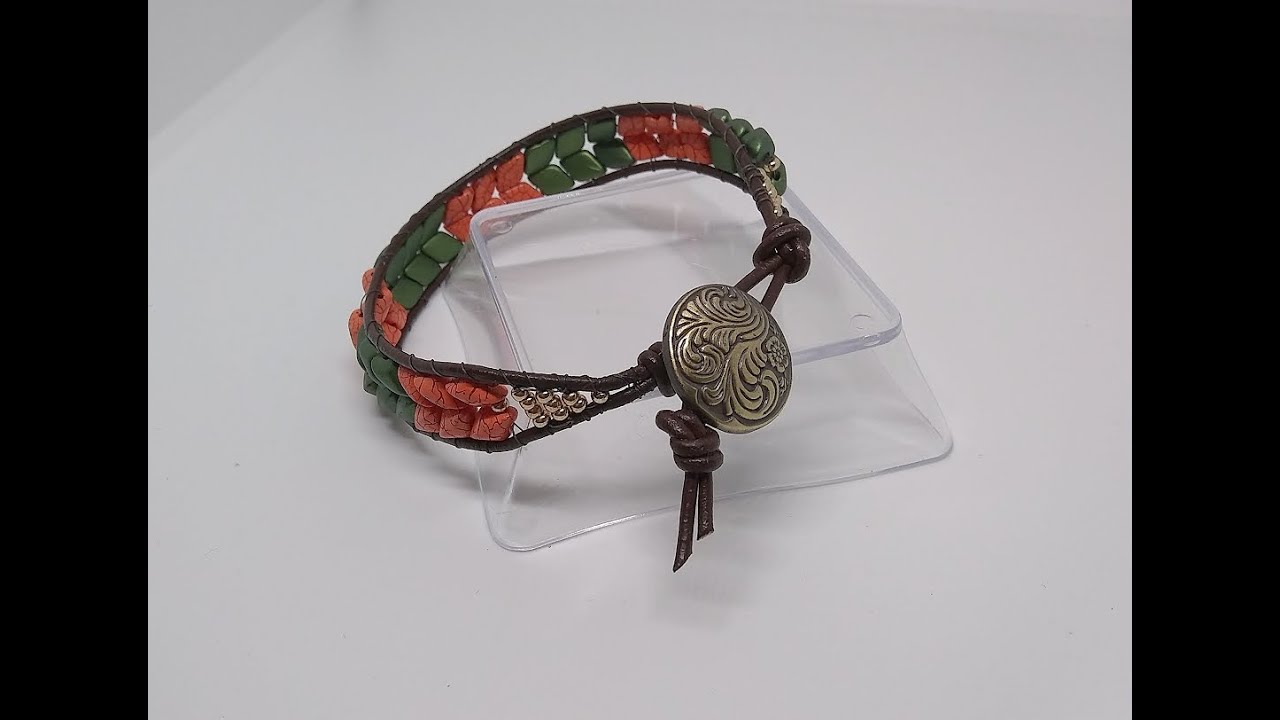 Leather Wrap Bracelet Using GemDuo Beads